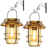 Ahaorigin 2-Pack Retro Metal Solar Hanging Lanterns w/ Wall Hooks (Green)