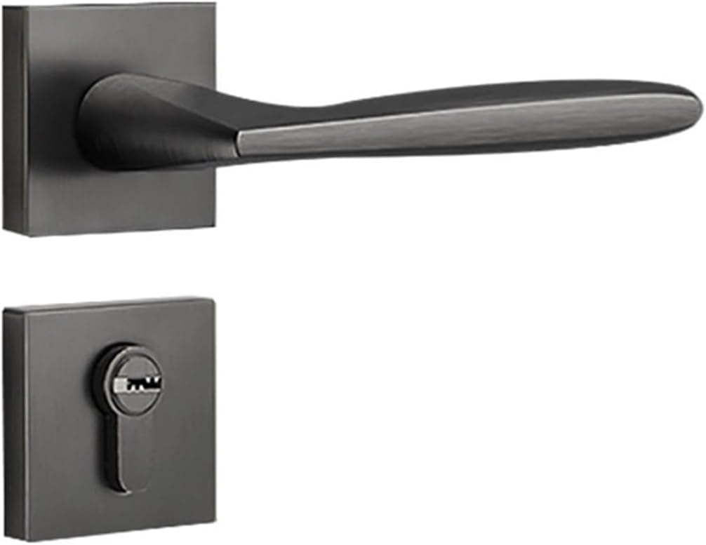 Minimalist Door Lock Modern Minimalist Bedroom Room Wooden Door Handle Silent Bathroom Indoor Lock(A Style Elegant Black)