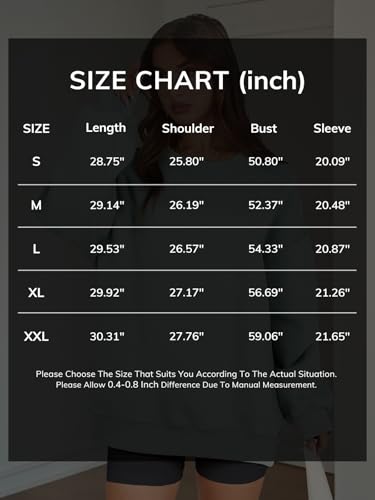 ATHMILE Women's Oversized Fleece Sweatshirts Long Sleeve Crew Neck Pullover Sweatshirt Casual Hoodie Tops 2024 Dark Grey, L