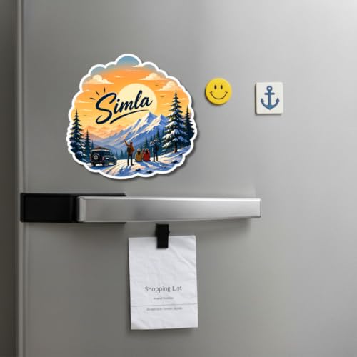 Image of Simla Theme Souvenir Wooden Fridge Magnet for Refrigerator - Printed Fridge Magnet for Kitchen & Fridge Decor | Perfect Souvenir Gift | Fridge Decoration | Size 3x3 Inches | Pack of 1