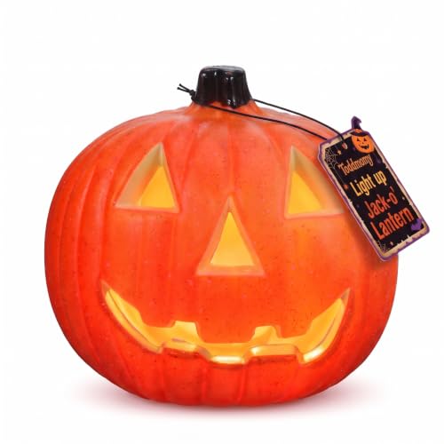 Toddmomy 1pcs Halloween Light up Jack-o Lantern,Halloween Pumpkin Lantern Decorations with LED Light for Indoor Outdoor Tabletop Decorations Props