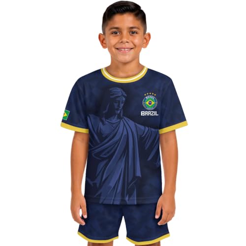 Brazil Jersey Kids for Boys & Girls Youth Soccer Jersey Set 3 (L)