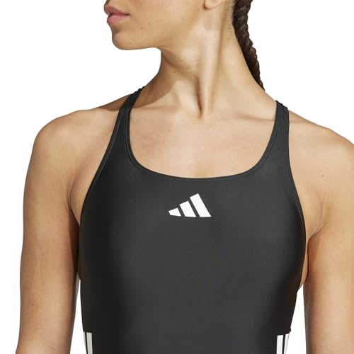 Adidas Femme 3 Stripes C-Back Swimsuit, Black/White, 40