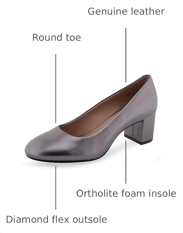 Aerosoles EBEL Mid Heeled Pump, Gunmetal Metallic Leather, 6.5W by Aerosoles - Used condition - Image 2