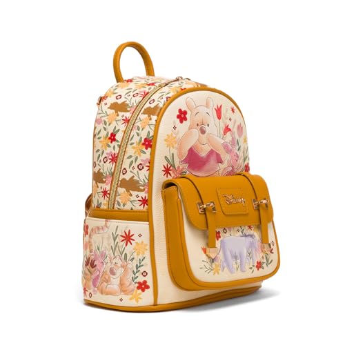 Image of Wondapop Disney Winnie the Pooh and Friends Floral 11 inch Vegan Leather Fashion Mini Backpack
