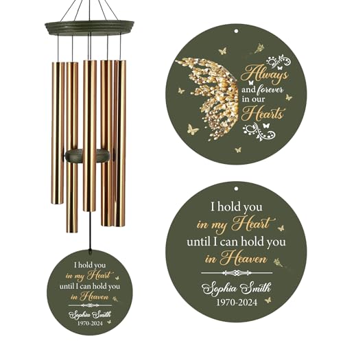 Image of ASTARIN Memorial Butterfly 36 inch Wind Chimes, Personalized Name Sympathy Wind Chime, in Memory of Loss Mom Loved One, Large Deep Tone Bereavement Windchimes for Outdoors Clearance(Produced in Texas)