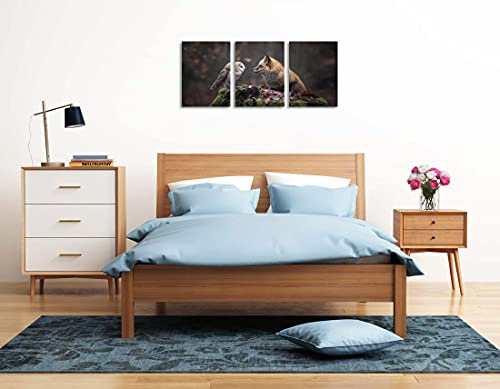 Nan Wind Owl And Fox Modern Wall Art Canvas Wildlife Wall Decor Forest Pictures On Wall Art For Home Office Decorations Living Room Bedroom And Kitchen Decor 3 Pcs Framed Canvas Prints 12X16Inches #TOP4