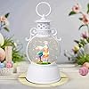 Easter snow globe 94 couples bunny snow lanterns with 6hr timer battery or usb powered easter bunny figurine snowglobe easter decorations indoor easter gifts white spring decor  urban country home decor