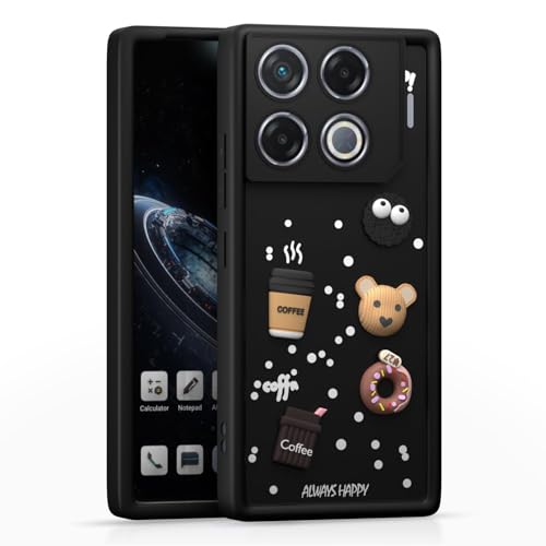 Image of Bintage Cute Fun Taddy| 3D Ball Bear| Donut| Coffee Rubber Case Camera Protection Back Cover Compatible for Infinix GT 20 Pro 5G - Black