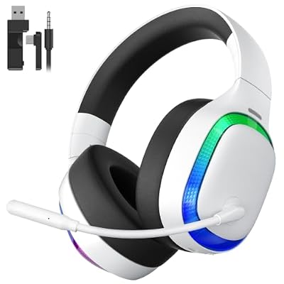 Gvyugke Wireless Gaming Headset for PS5/PS4, PC, Switch, 70H Battery, White