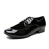 MINITOO Junge Herren Tanzschuhe Standard Latein Ballsaal Schuhe Tango Salsa Tanze Schuhe JF004 Schwarz EU 44