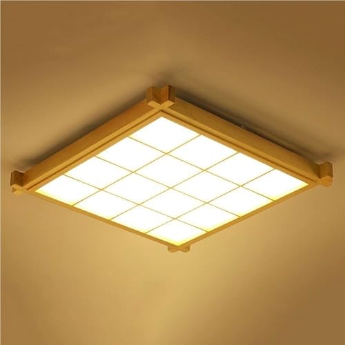 Plafonnier LED en bois naturel de style japonais haut de gamme pour grand salon moderne