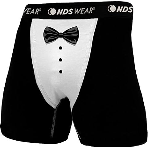 NDS Wear Mens Sexy Tuxedo Boxer Brief Underwear - Black and White - Large Cover