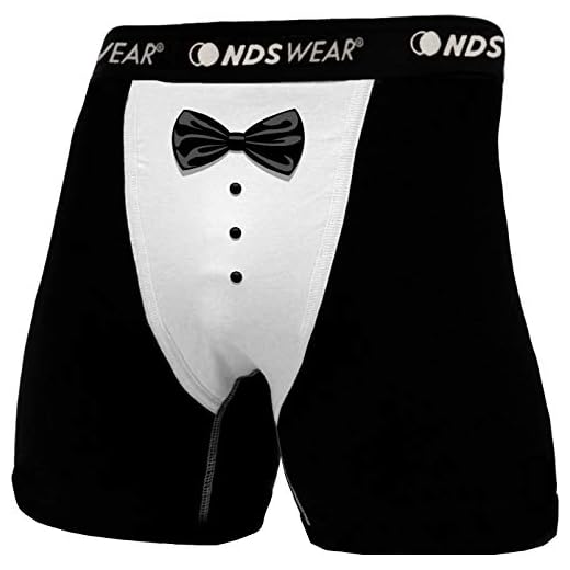 NDS Wear Mens Sexy Tuxedo Boxer Brief Underwear - Black and White - Large