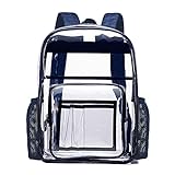 Clear Backpack Large Clear Backpack Heavy Duty PVC Transparent Clear Bag for Stadium (Black)