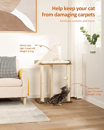 Fourfurpets 26.7In Large Cat Tree Tower Condo, Cat Scratch Posts For Indoor Cats, Big Plate, Three 23.6In Full Sisal Scratching Posts, Rustic Brown #TOP1