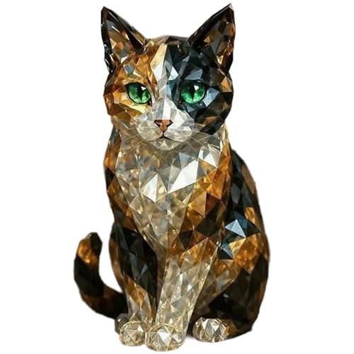Muzrunq Figurine de Chat en Cristal, Statue de Chat en résine, Sculptures d'animaux en Cristal, Figurines d'animaux réalistes pour la décoration la Maison, du Salon, du Bureau et des Collections.