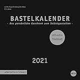  Bastelkalender 2021 Premium schwarz klein - edler Karton in Schwarz - mit extra Titelblatt und Monatskalendarium - Format 17,5 x 17,5 cm