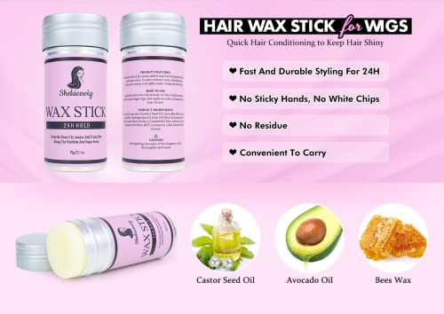 Shelace Hair Wax Stick, Wax Stick For Hair Wigs Edge, Control Slick Stick Hair Pomade Stick Non-Greasy Styling Wax 2.7 Oz For Flyaways Small Broken Hair Frizz Hair For Strong Hold (1 Wax) #TOP5