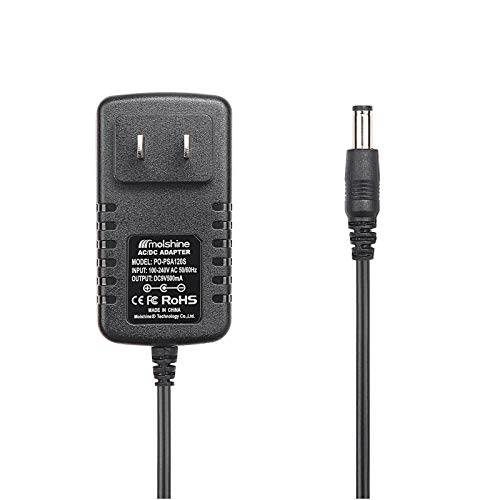 Molshine Compatible (6.6ft Cable) 9V AC DC PSA120S PSA-120S PSA120 PSA-120 Adapter Power Supply Rapid Charger for Boss ME-25 ME-50 ME-70 ME-80 DS-1 DD-20 GT-10 HM-2 RC-3 RC-30 RV-5 RV-6 TU-3 VE-20