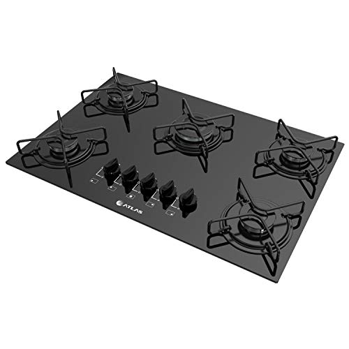 Cooktop à Gás 5 Bocas Atlas Agile Preto com Mega Chama - Bivolt
