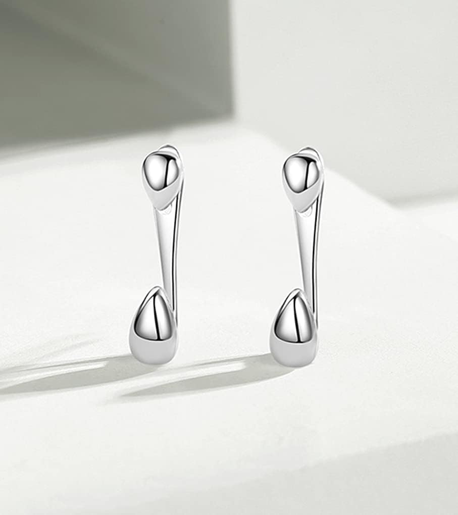 SLUYNZ 925 Sterling Silver Droplet Earrings Huggie Studs for Women Teardrop Earrings Jacket