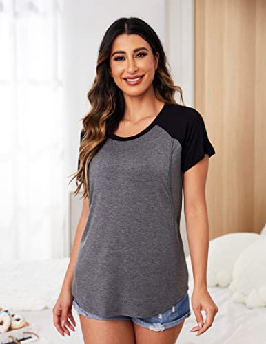 Ekouaer Womens Short Sleeve Maternity & Nursing Tops Raglan Breastfeeding Shirts Soft T-Shirt For Breastfeeding Medium #TOP3