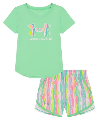 Image of Under Armour Girl's 2-piece Short Sleeve Tee and Shorts Set, Lightweight and Comfortable