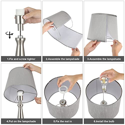 Table Lamps For Living Room Set Of 2 - Nightstand Bedroom Lamp With Usb C Usb-A Charging Port Grey, Dimmable Bedside Touch Lamp For Master Bedroom, Large End Side Table Lamp For Guest/Dinning/Room #TOP6