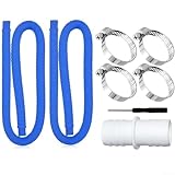 Kit tubo flessibile per piscina da 32 mm con morsetti in metallo per applicazioni fuori terra, tra cui filtro pompa e collegamenti per riscaldatori (tubo blu da 1 metro)