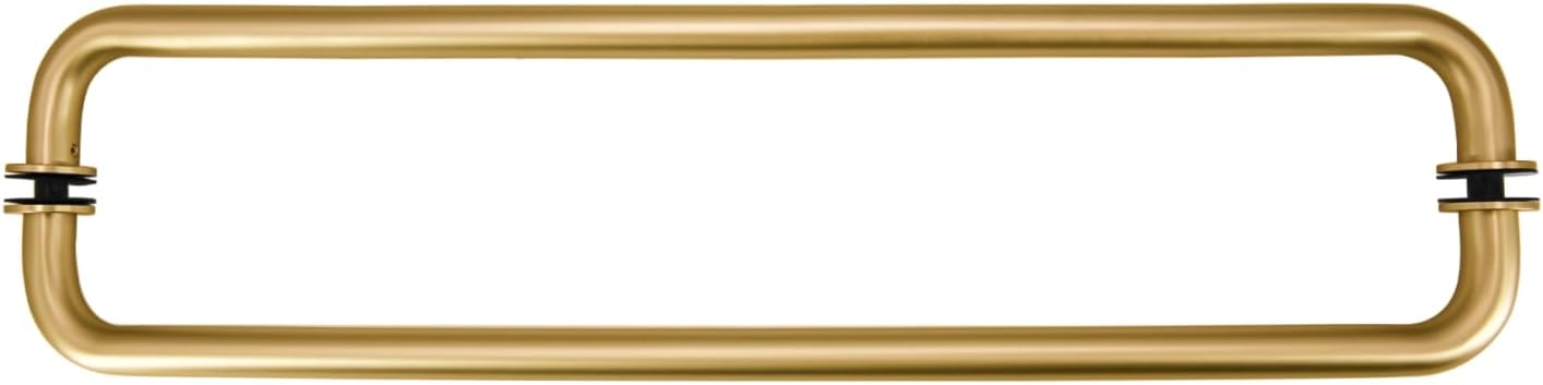 Stainless Steel 24'' (Center to Center) Round Back to Back Shower Door Double Towel Bar Handle, Double-Sided, Satin Gold Finish, 24 Inch, BBTB2424SG 24 Inch (Center to Center) Double-Sided Satin Gold Finish