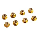 GDOOL 8PCS Flange M4 Lock Nuts Serrated Nylon Self-Tightening Aluminum M4 Wheel Hardware for Axial HPI TLR ECX Model RC Car Vehicles Upgraded Replacement Parts (Gold)