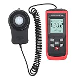 JHYM Luxmeter Digital, fotómetro Industrial 200000lux, probador de luz de Mano con resolución de 0.1lux, conteos de 1999, sonda giratoria de 180 Grados,...