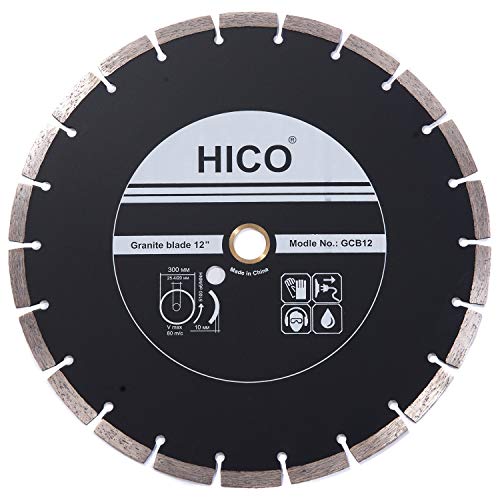 HICO 12-Inch Diamond Blade Segmented Turbo Teeth Granite and Marble Diamond Blades Dry