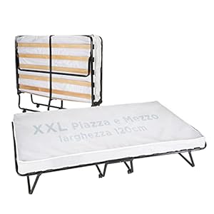 Cortassa : LIT Pliant 120X200 avec Matelas ET Coverture DE POUSSIERE Inclus, Cadre Robuste ET 4 ROULETTS PIVOTANTES,LIT Carre’ ET Demi,100% Made in Italy