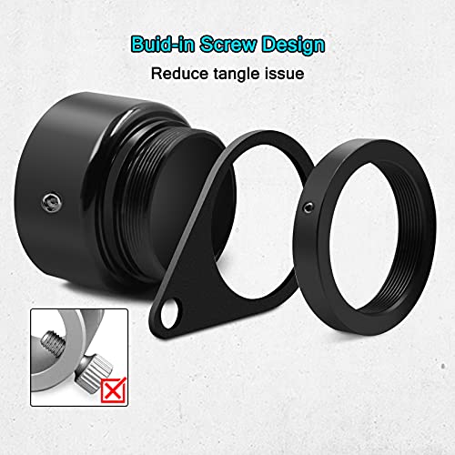 Flag Pole Rings, Aluminum Alloy Flagpole Rings 360° Rotating Anti Wrap Flag Mounting Ring, Spinning Flag Pole Clips with Carabiner for 0.75-1.02 Inch Diameter- Pack of 2 (Black) - Thumbnail 3