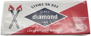 Diamond Strike On Box Matches (1 Box of 300) Multi Use Candle Fireplace Grill BBQ Kitchen Camping and Many Other Occasions Includes a K&B Merchandise Magnet [Packaging May Vary]
