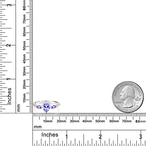 Gem Stone King 925 Silver 10K Yellow Gold Pear Shape Blue Tanzanite and White Lab Grown Diamond Engagement Ring For Women (1.01 Cttw, Gemstone December Birthstone, Available in Size 5,6,7,8,9)3