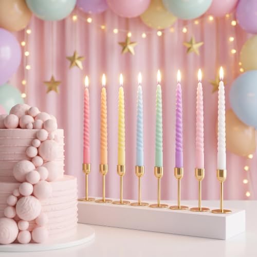 Image of MTLEE 16 Pcs Long Taper Candlestick Bulk 10 Inch Smokeless, Candy