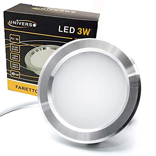 Preisvergleich Produktbild LED Einbaustrahler Einbaustrahler Einbauleuchte Einbauleuchte Einbauleuchte Bohrlochbohrer 60 mm hoch 19 mm Außendurchmesser 70 mm Chrom glänzend 5 Watt natürliches Licht 4000 K DIRETTO A 220 V