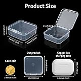 SATINIOR 100 Pcs Clear Plastic Beads Storage Containers Box Small Clear Boxes with Hinged Lid Plastic Arts Case Mini Square Crafts Storage Organizers for Small Items (2.1 x 2.1 x 0.8 Inch)