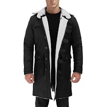 Bane Dark Night Antique Leather Faux Shearling Trench Coat - Halloween Cosplay Costume