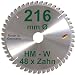 Produktbild HM Sägeblatt 216 x 30 mm Zähne 48 W negativ Kreissägeblatt Hartmetall 216mm Ersatzsägeblatt für Elu/Dewalt/Festo/Festool/Hitachi/Holz Her/Scheppach/Rexon Handkreissäge Kreissäge