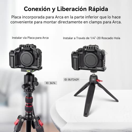 (Nueva Versión) SMALLRIG Cage para Canon M50 M50II y M5 con Placa Incorporada para Arca y Orificios Roscados de 1/4 y 3/8 - 2168C - imagen 4
