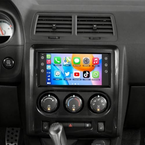 7" Car Stereo Radio For Dodge Challenger 2008-2014 Radio Carplay Android | Double Din Android Wireless Carplay Android Auto Support Bluetooth/GPS/WiFi/Backup Camera/SWC/FM/Mirror Link/IPS Touch Screen