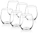 [Set of 6] Zuzoro Stemless Wine Glasses - 15oz - Decorative Long-lasting & Durable Wine Glass Set - For White or Red Wine - Great Holiday Gift for Wine Lovers