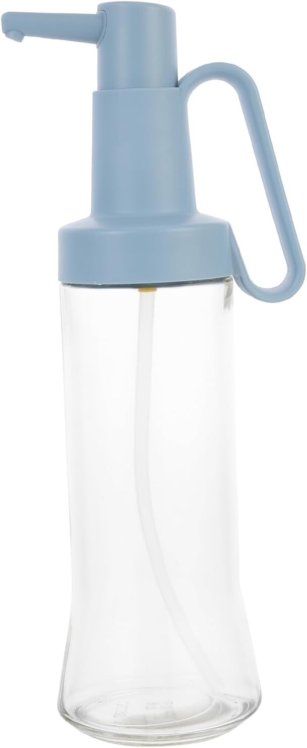 Press Oil Bottle and Sauce Dispenser, Leak-proof Adjustable Pouring Oil Sprayer, 250ml Blue Kitchen Condiment Bottle for Cooking and Dining