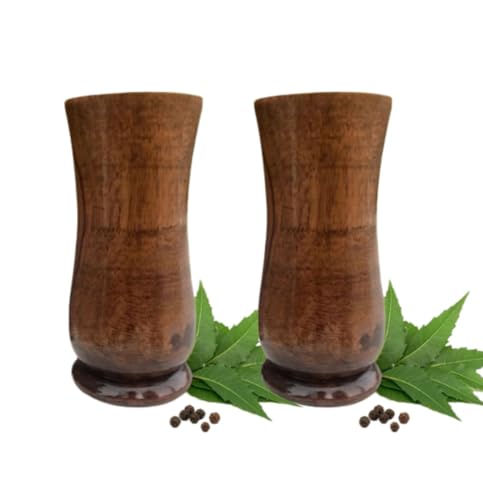 Image of NIXRA Vijaysar Wood Glass for Diabetes Control - Natural Pterocarpus Marsupium Wooden Tumbler for Sugar Balance | Ayurvedic Vijaysar Ki Lakdi Ka Glass for Drinking Overnight Soaked Water 90 ml (2)