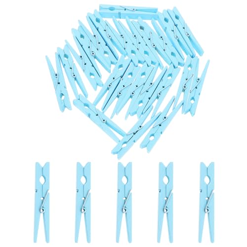 LALADEFIEE 30 Pinzas de Madera Ropa en Color Azul, Diseño Práctico y Sencillo, Resistentes para Sujetar y Evitar Caídas, Paquete de 30 Unidades