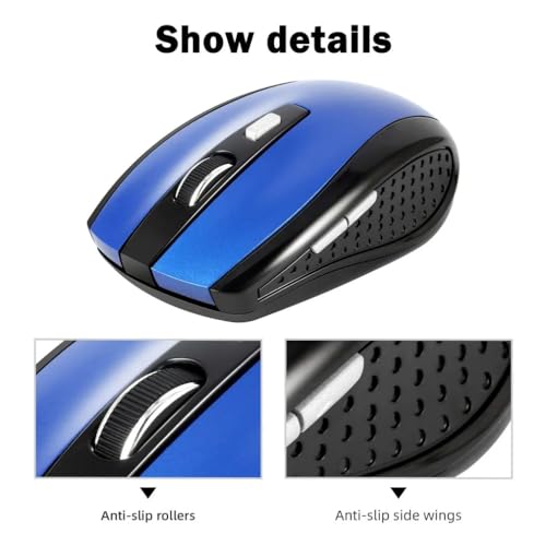 マウス 無線 2.4GHzワイヤレスマウス 6ボタン DPI切替 USBレシーバー付き 持ち運び便利3段階感度調整可能 薄型 静音 小型軽量 節電モデル 左右対称 握りの極み for Notebook/Windows/Laptop/Macbookに対応 省電力 (ブルー)